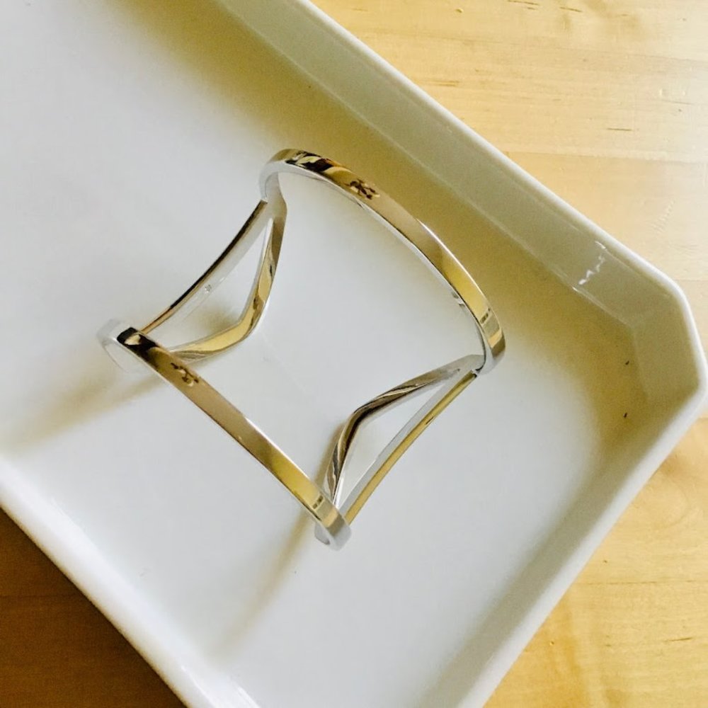 Jules Smith Jane Silver Tone Geometric Cuff Bracelet, NWT